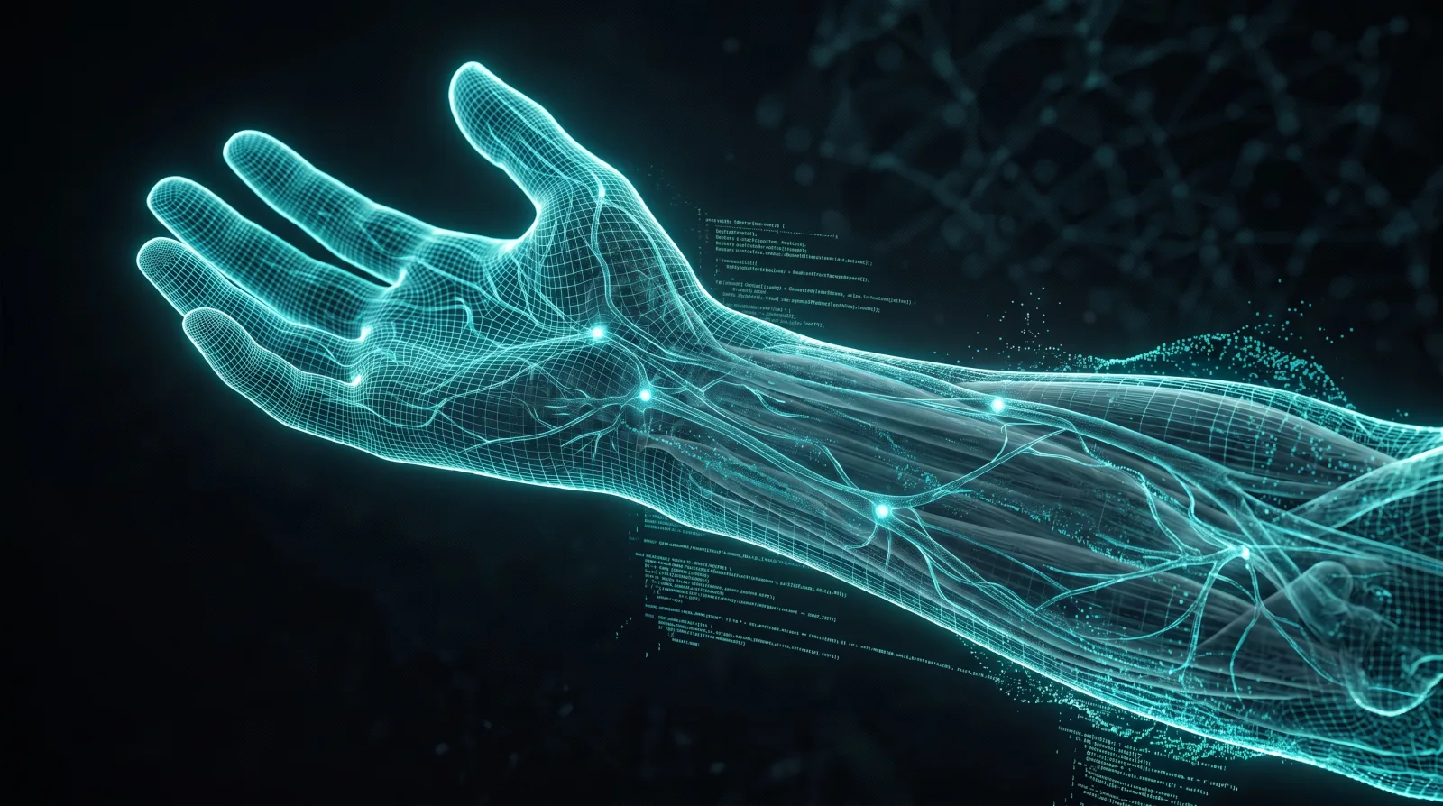 Digitaler Arm mit Datenlinien als Symbol für den Gesundheitszwilling
